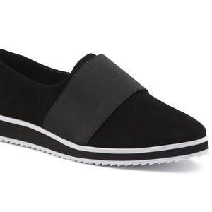 Karl Lagerfeld Suede/Elastic b & w Kristi sneaker